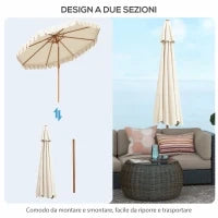 Ombrellone da Giardino a Manovella e Inclinabile, Prese d'Aria e 8 Stecche, 2.7x2.4 m, Crema