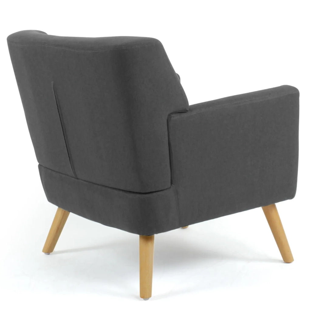 IDMarket - Sillón escandinavo LIV con reposapiés en tejido gris antracita