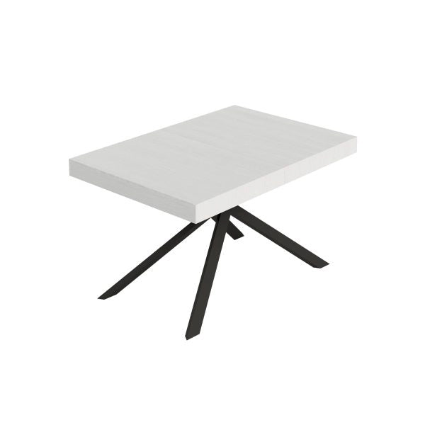 Tavolo Allungabile 120-224x90x74 cm Niket Bianco Frassino Gambe Antracite