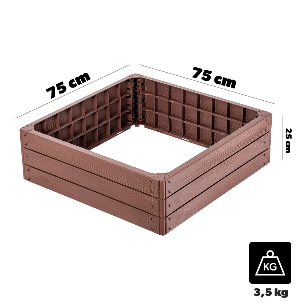 Aiuola rialzata per ortaggi KADAX, fioriera da giardino marrone 75x75 cm