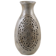 Vaso decorativo alto in argilla grigia 51 cm Vaso da pavimento dipinto a mano di ispirazione greca