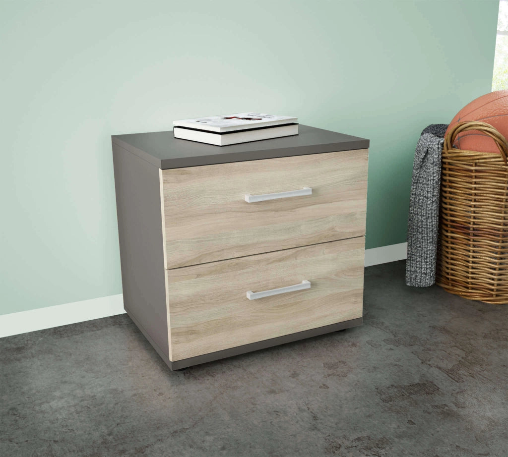 Comodino 2 cassetti Moderno in Legno Composito cm 44 4x33x40 - SPIKE