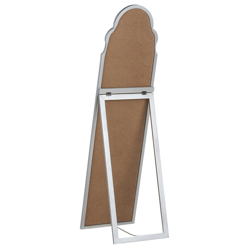 Specchio da terra in vetro MDF argento 40 x 150 cm con supporto cornice decorativa design moderno
