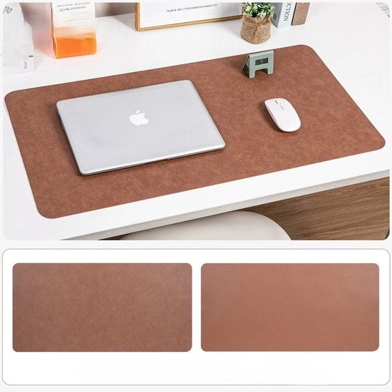 Supporto multifunzionale per scrivania in pelle, cuscino per il mouse in pelle, panno per la scrittura liscio, protezione antiscivolo per scrivania, gomma per tastiera per laptop impermeabile e bagnato per ufficio e casa (80cm*40cm) - Marrone scuro