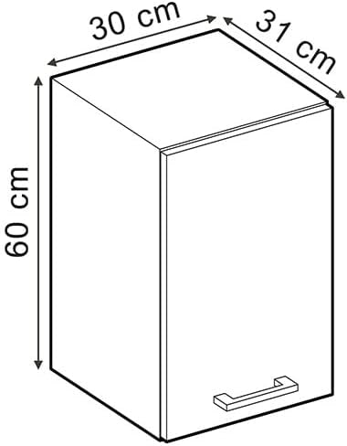 Pensile da cucina R-Line, Rosso lucido, 30 cm, per la libera combinazione all'interno di sistemi cucina modulari
