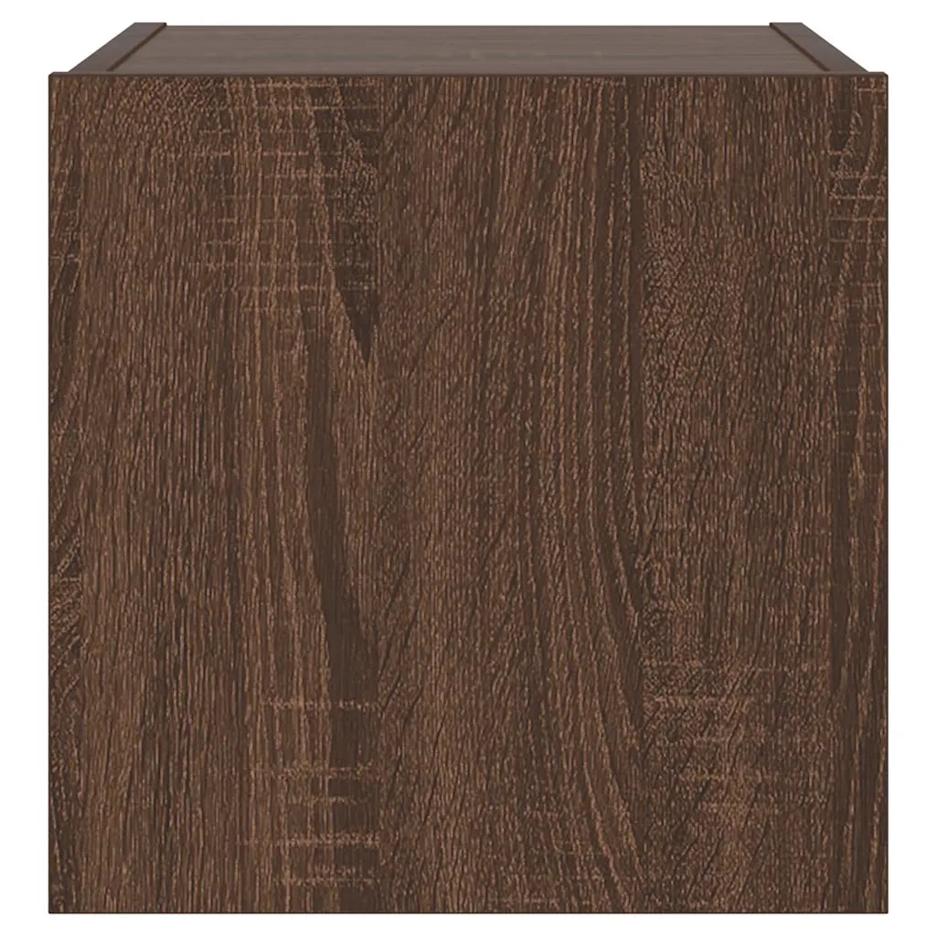 Mobile TV a Parete con Luci LED Rovere Marrone 30,5x35x30 cm 837230