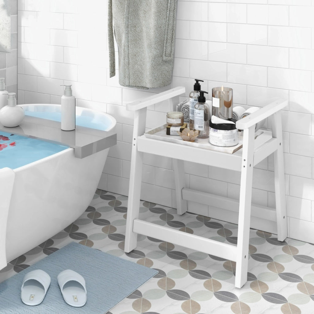 Sgabello doccia per vasca da bagno e depilazione gambe, Sgabello da bagno impermeabile con braccioli Bianco-Sedie per doccia