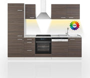Cucina componibile Optima, Grigio prezioso/bianco, 270 cm senza piano di lavoro con striscia LED, adatto per disposizione e ampliamento personalizzati