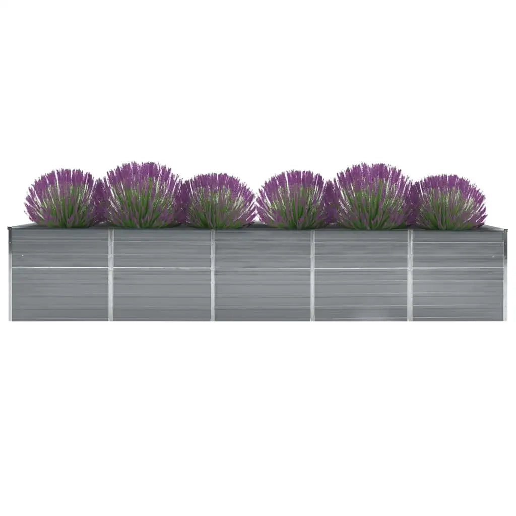 Fioriere | Cassetta per fiori | Letto Rialzato in Acciaio Zincato 400x80x77 cm Grigio