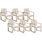 Set di 6 sedie da giardino in legno di acacia chiaro con braccioli stile rustico mediterraneo
