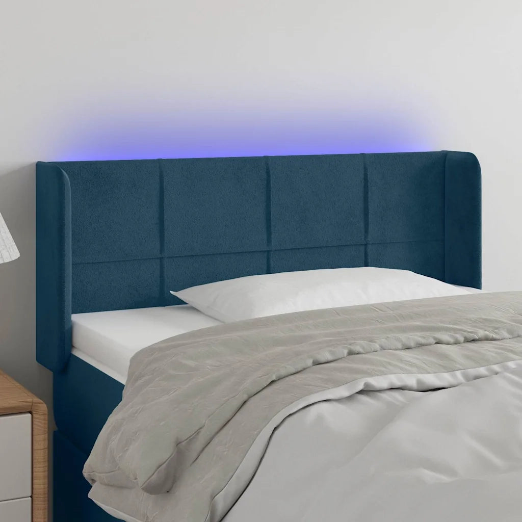 Testiera a LED-Testata con LED Blu Scuro 83x16x78/88 cm in Velluto 740737