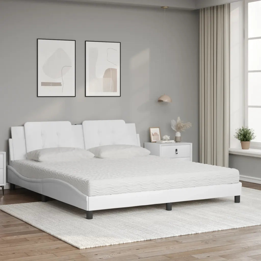 Letto con Materasso Zadar Bianco 180x200 cm in Similpelle 3208881