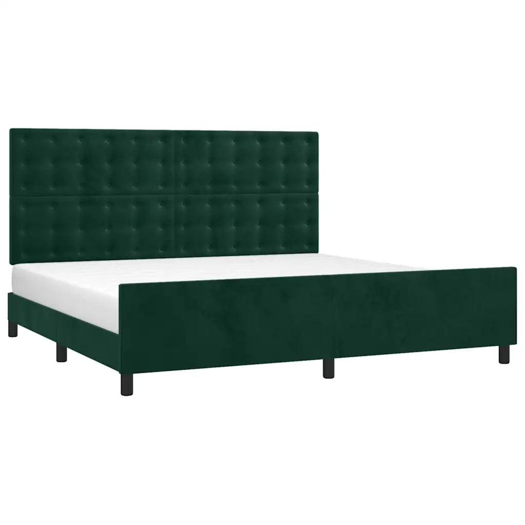 Giroletto senza Materasso Verde Scuro 200x200 cm in Velluto 3126022