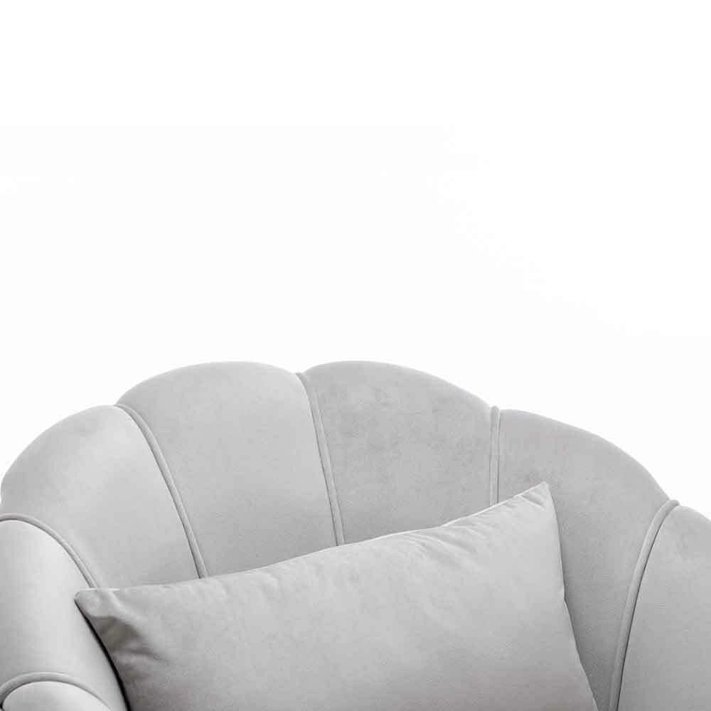 Poltrona Sedia Relax in Tessuto e Metallo Imbottita Design Moderno Grigio Oro