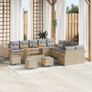 Set Divano Giardino 14 Pezzi con Cuscini Beige Rattan Acacia