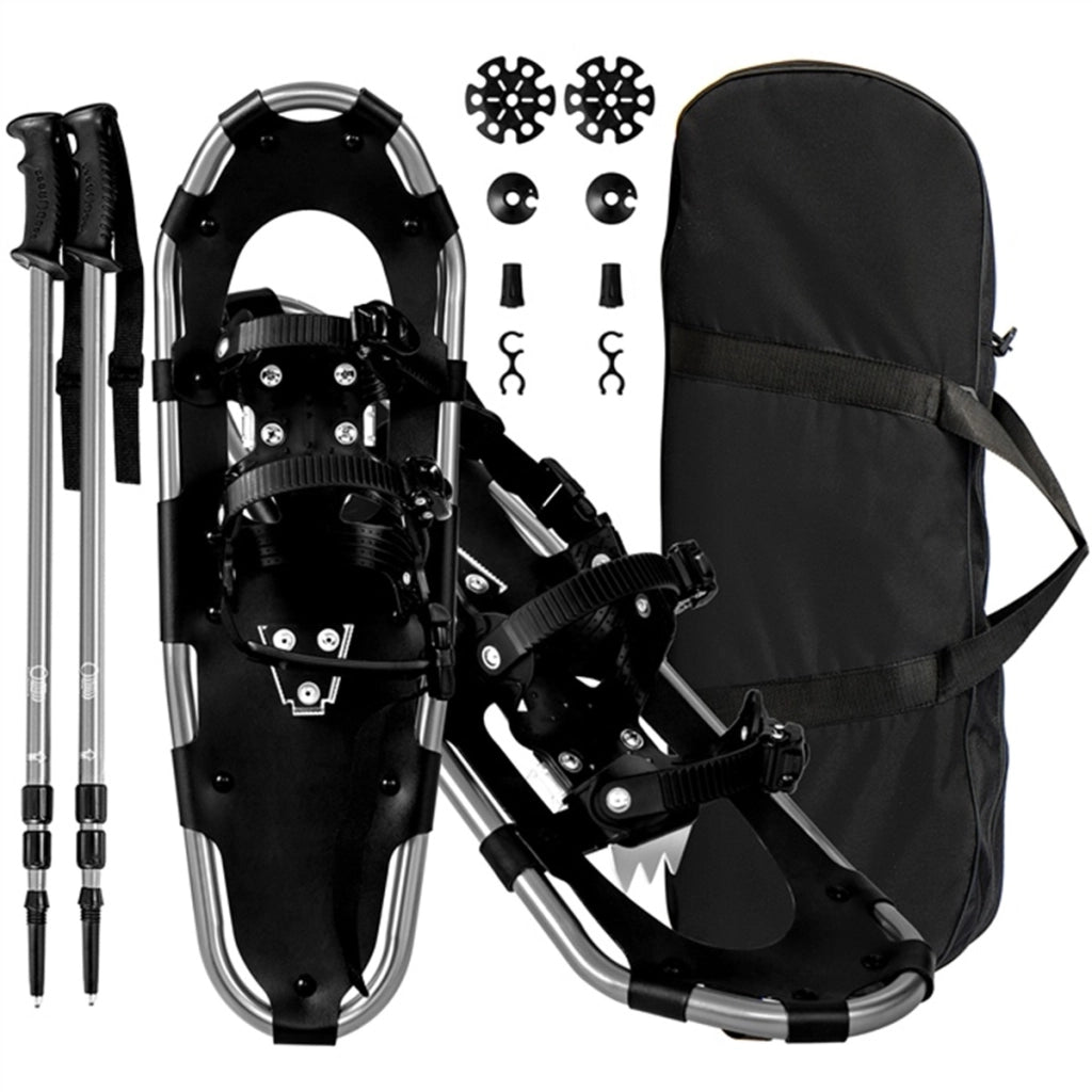 Bastoncini da trekking e borsa per trasporto per uomini telaio in alluminio, Set di racchette da neve con sistema 78 cm Argento-Campeggio e Trekking