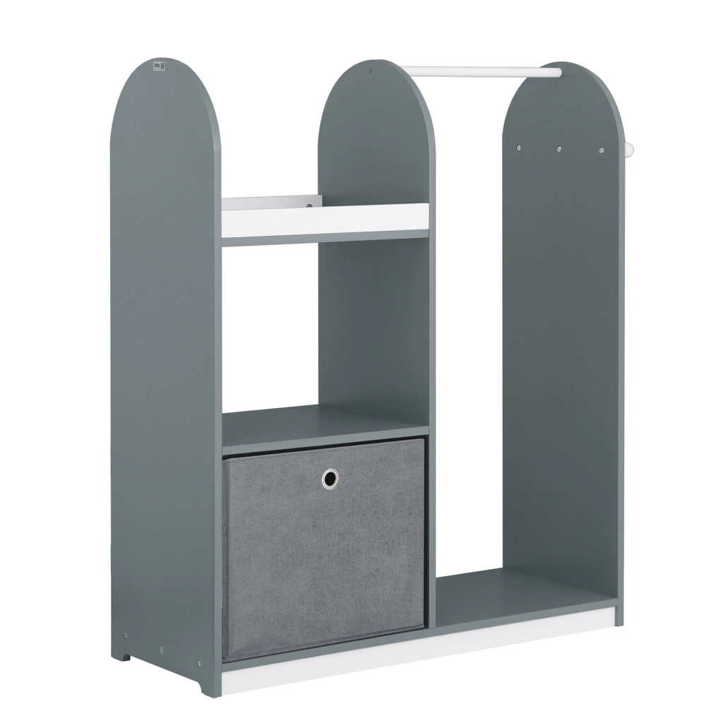 SoBuy Mobile per Bambini con Appendiabiti, Guardaroba per Bambini con scatole, Armadio per bambini con 3 ganci, Grigio 97x35x108cm KMB40-HG