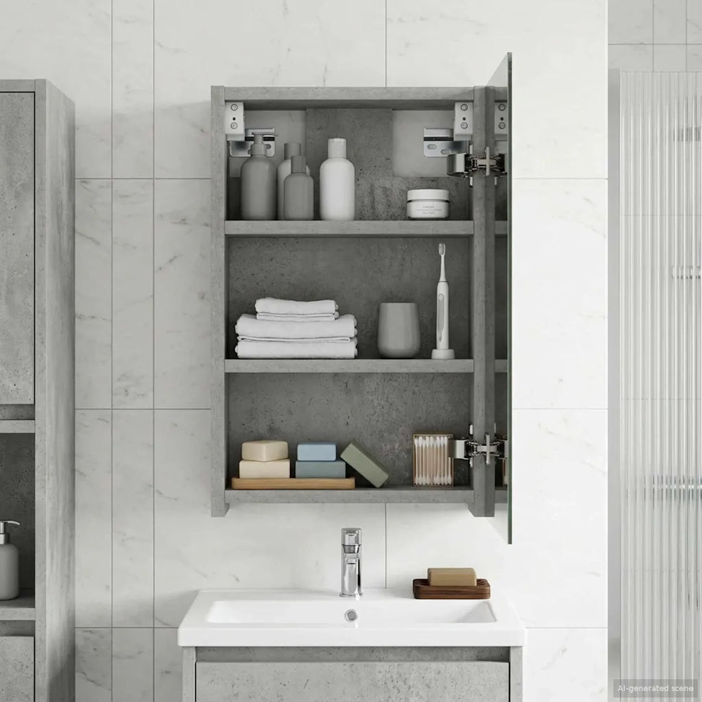 Mobiletto per specchio da bagno con lo scaffale Grigio cemento 889010