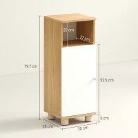 Mobiletto Bagno Salvaspazio con Armadietto a 2 Ripiani e Vano Aperto, 30x30x79.7 cm, Bianco e Legno