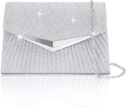 Clutch Zaffiro, Borsa da Donna con Paillet e Cinturino Removibile, Borsa a Tracolla Elegante con Tasca a Trapezzo Scintillante per Matrimonio, Festa (21 x 5 x 13 cm)