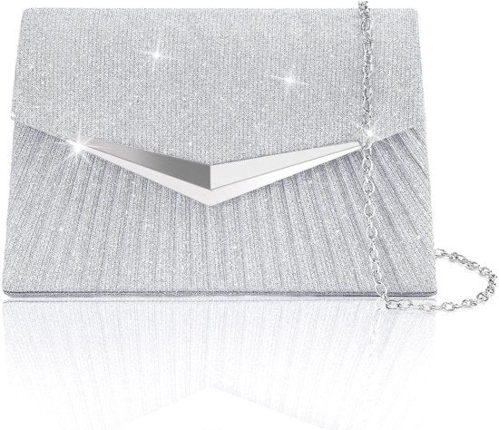 Clutch Zaffiro, Borsa da Donna con Paillet e Cinturino Removibile, Borsa a Tracolla Elegante con Tasca a Trapezzo Scintillante per Matrimonio, Festa (21 x 5 x 13 cm)