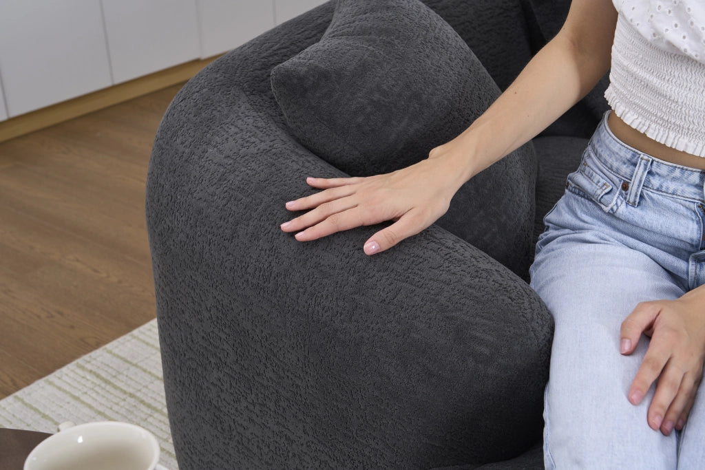 Divano angolare modulare curvo con chaise longue sinistra in chenille senza montaggio grigio scuro 243 × 150 × 67 cm