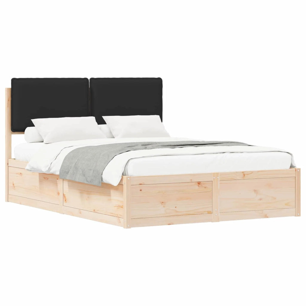 Letto con Testiera Rivestita Nero 140 x 200 cm Pino massello 3398126