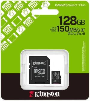 Kingston micro sd 128gb cl10 canvas s.plus sdcs3/128gb +ad.sd - 0740617348453