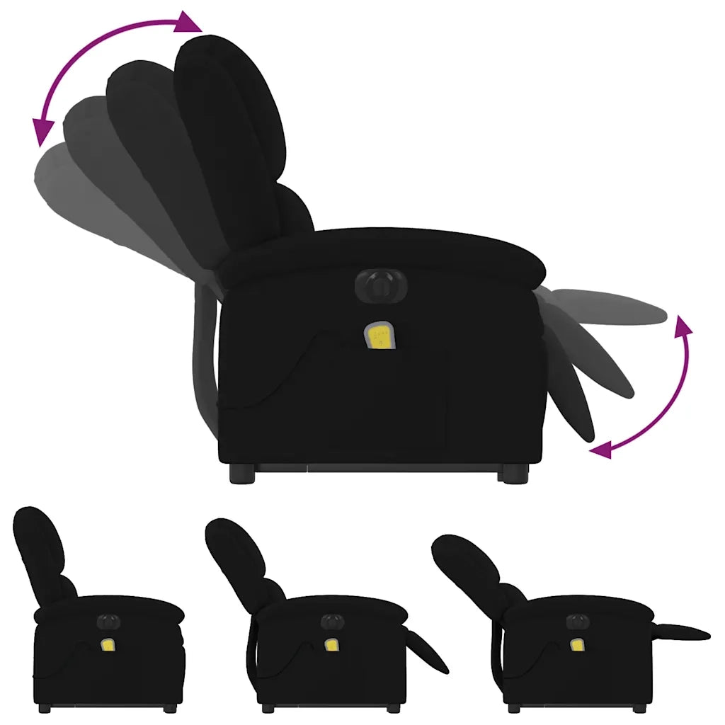 Poltrona Alzapersona Massaggi Elettrica Reclinante Nera Velluto 3204339