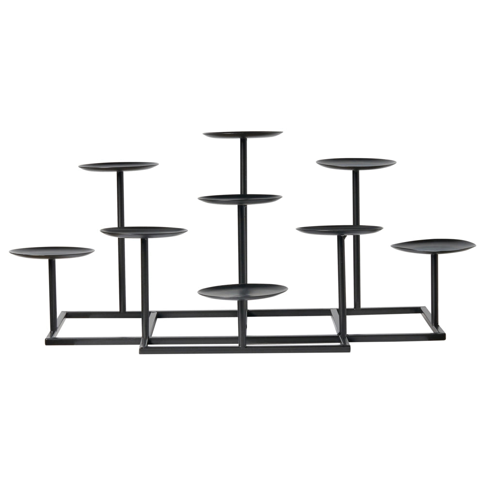 Portacandele in metallo nero 23 cm Decorazione moderna per centrotavola