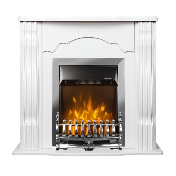 Camino Elettrico da Pavimento 88,3x95x30 cm Effetto Fiamma 2000W Classic & Galileo Silver Bianco