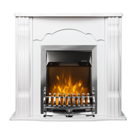 Camino Elettrico da Pavimento 88,3x95x30 cm Effetto Fiamma 2000W Classic & Galileo Silver Bianco