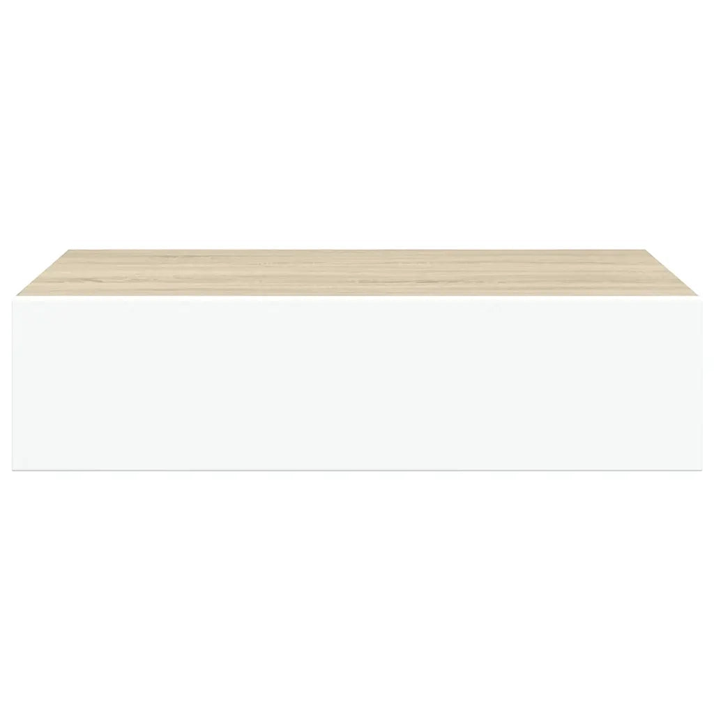 Mensola a muro con cassetti in rovere e bianco 40x23,5x10 cm MDF 330249