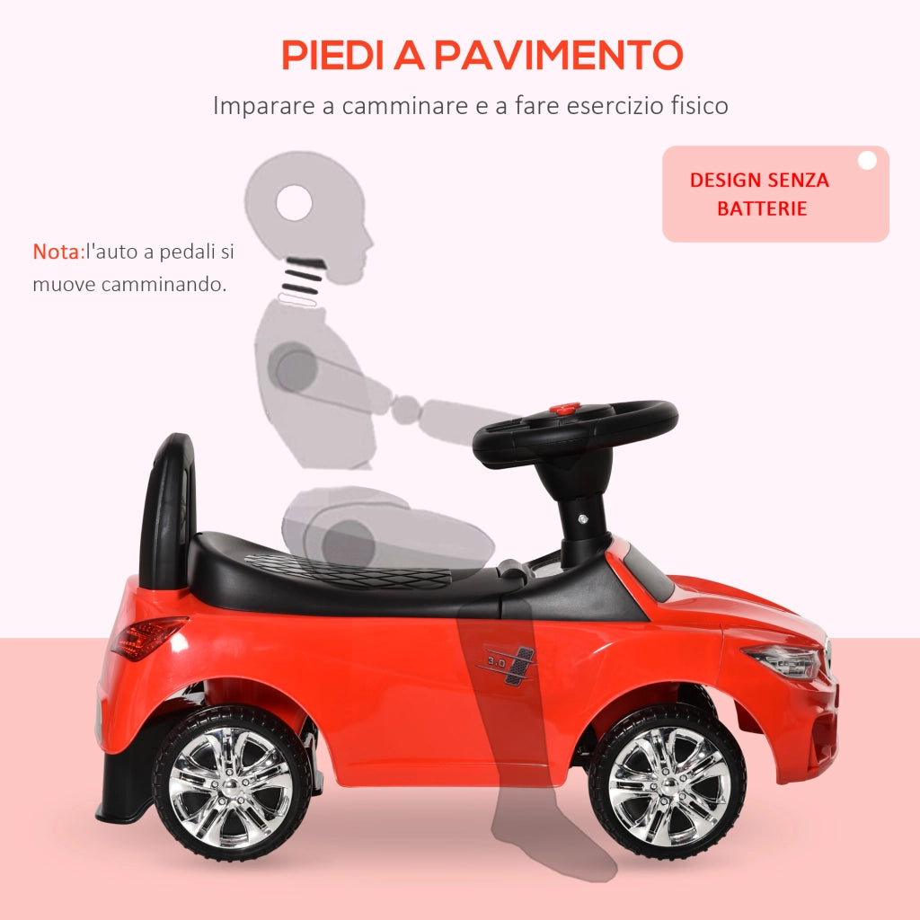 Macchinina Cavalcabile per Bambini ¨C zephmum ¨C Rosso, con Volante, Fari e Musiche, 18-36 Mesi