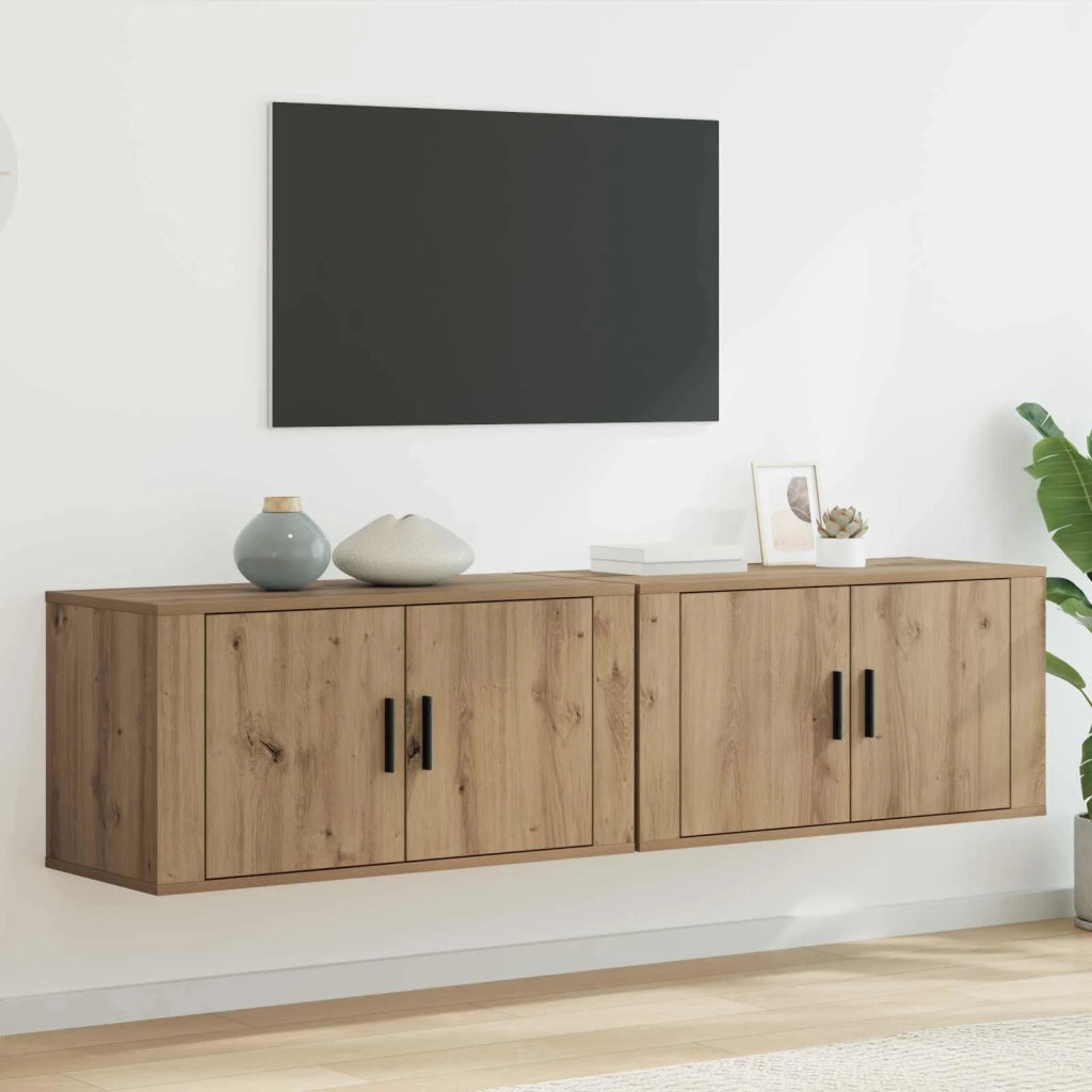 Set Mobile TV da Parete 2 pz-Set di 2 Credenza per TV Rovere artigianale 919323