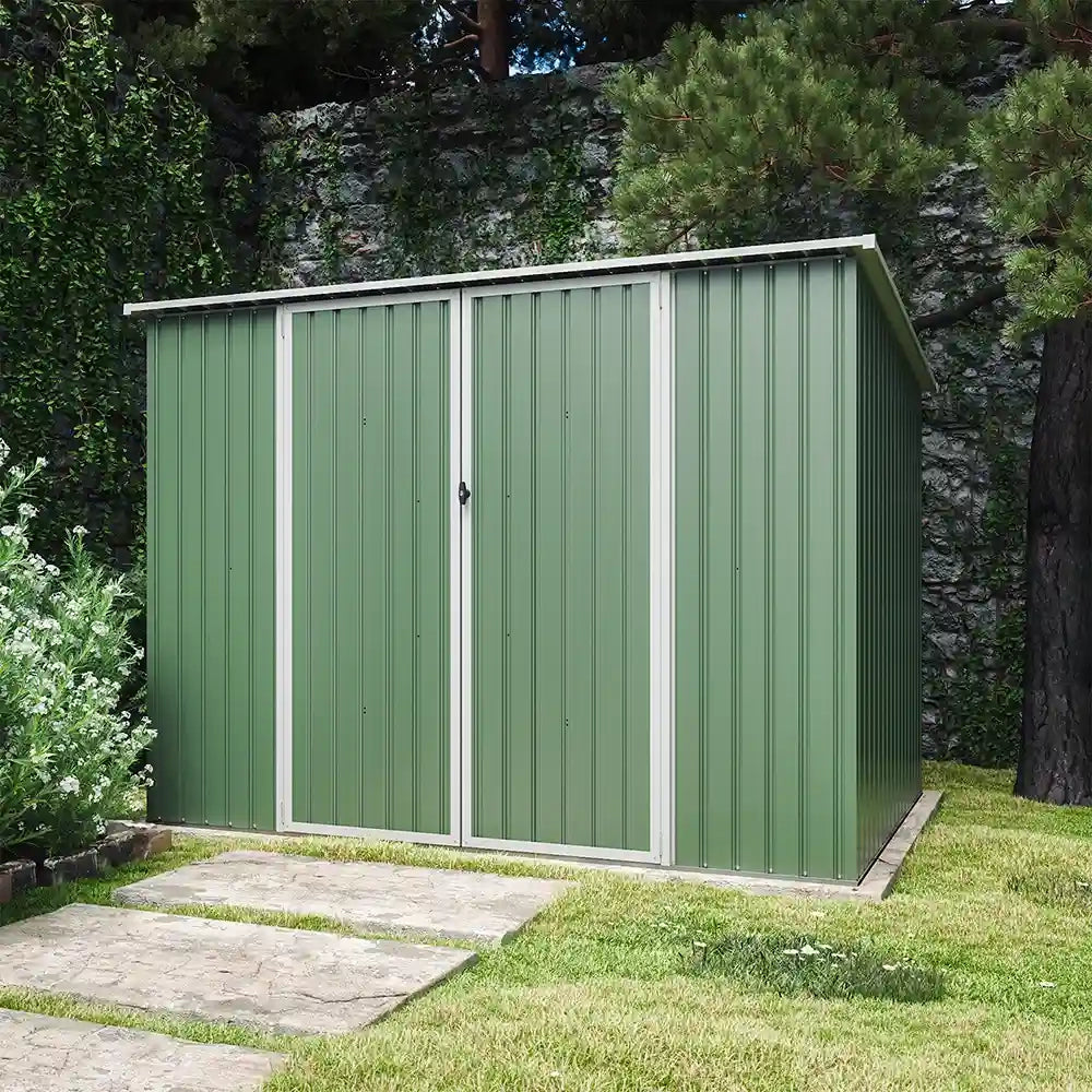 Casetta da giardino in acciaio zincato verde 2,77x1,93xh1,96m -91kg - 5,35 metri quadri