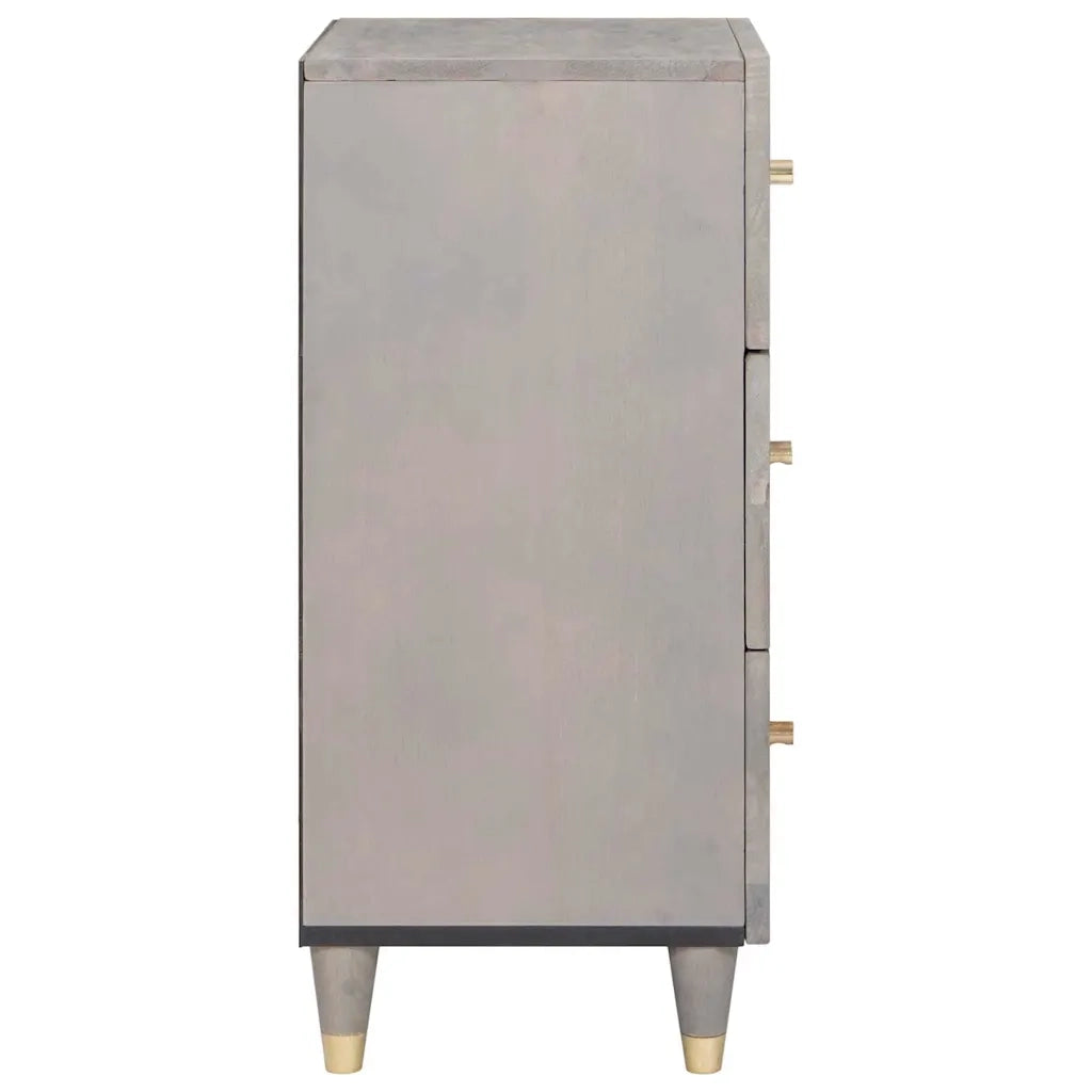 Credenza Grigio e Oro 40 x 33 x 75 cm Legno di mango massello 4018795