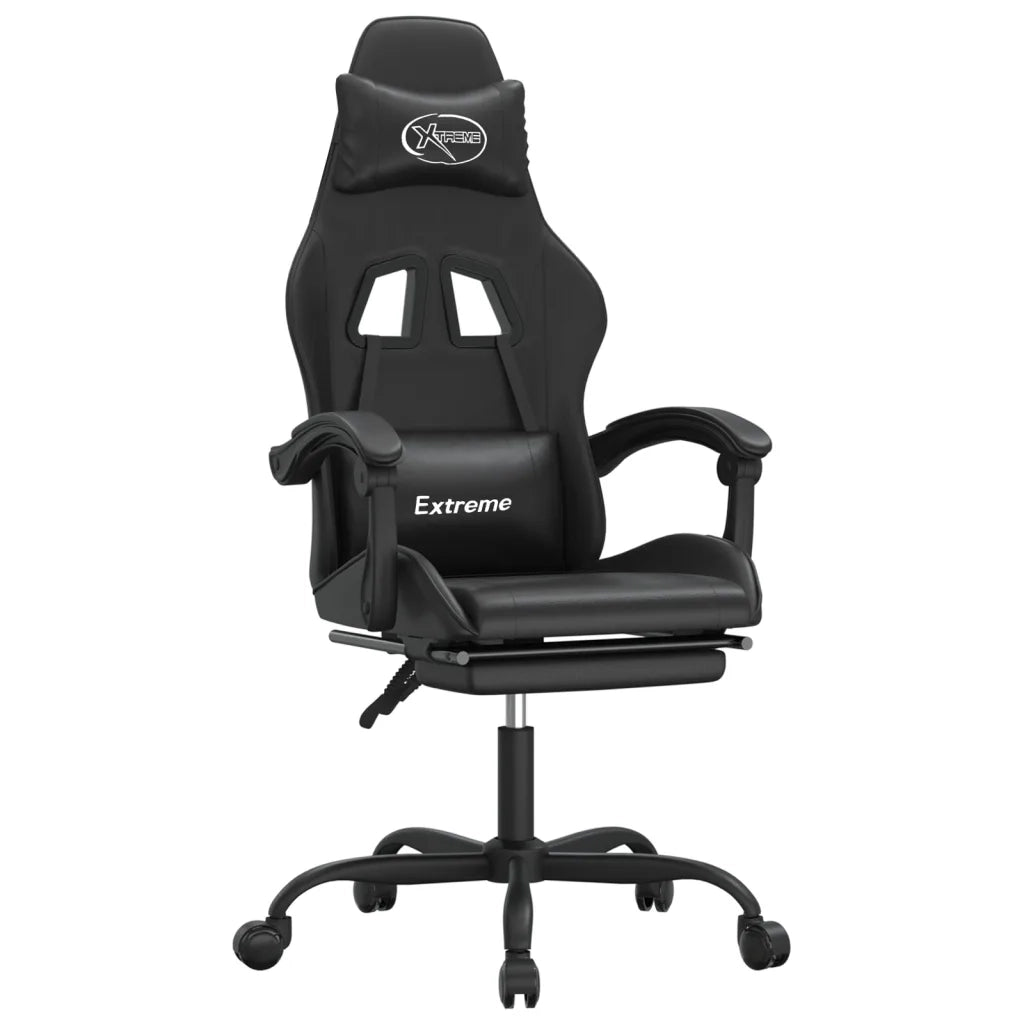 Sedia da Gaming | Sedia da e-sports Girevole Poggiapiedi Nero in Similpelle