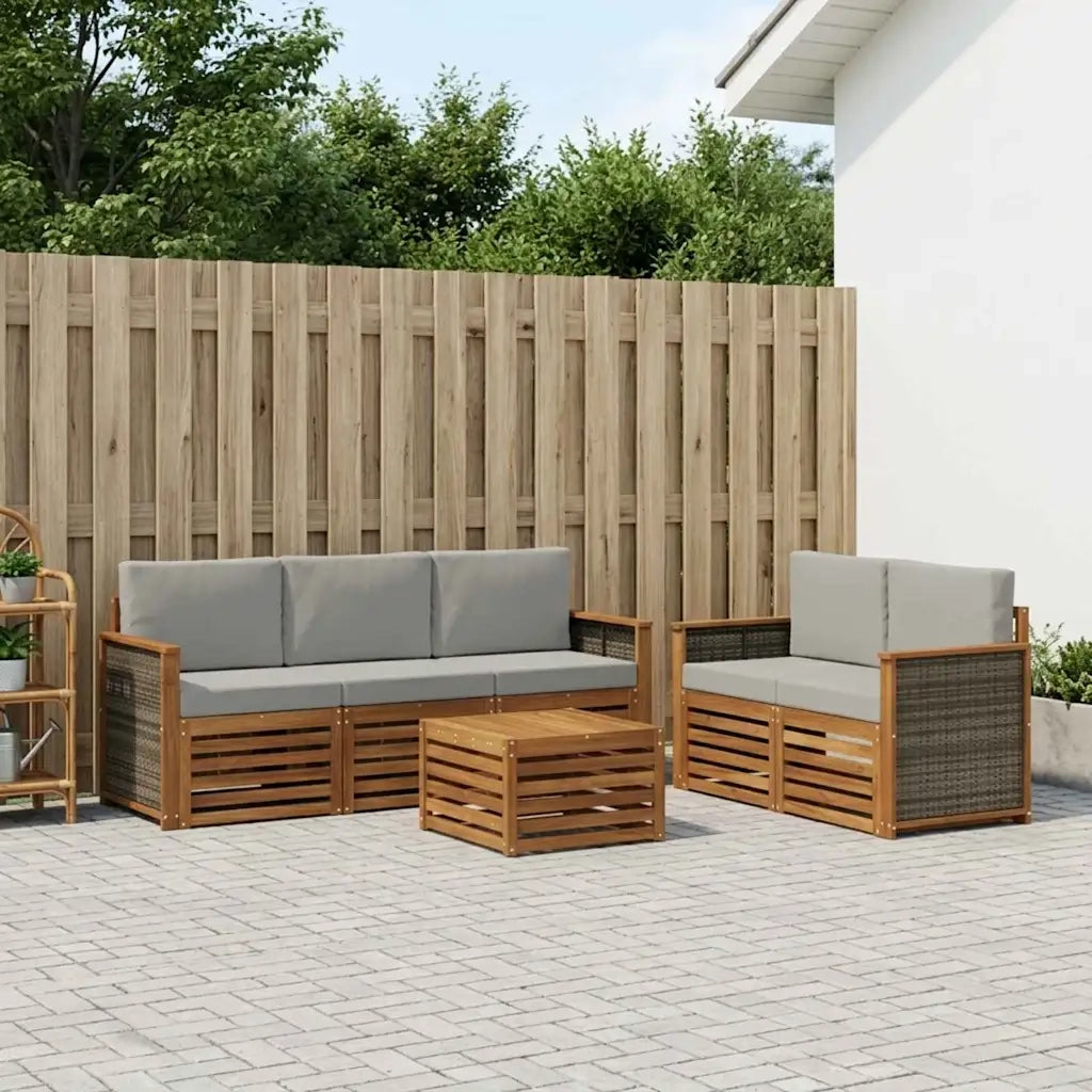 Set divani con cuscino 6 pcs Legno di Acacia Massello