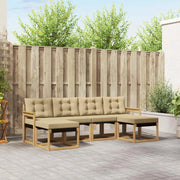 Set di divani da esterno con cuscino 6 pcs Bianco e Beige