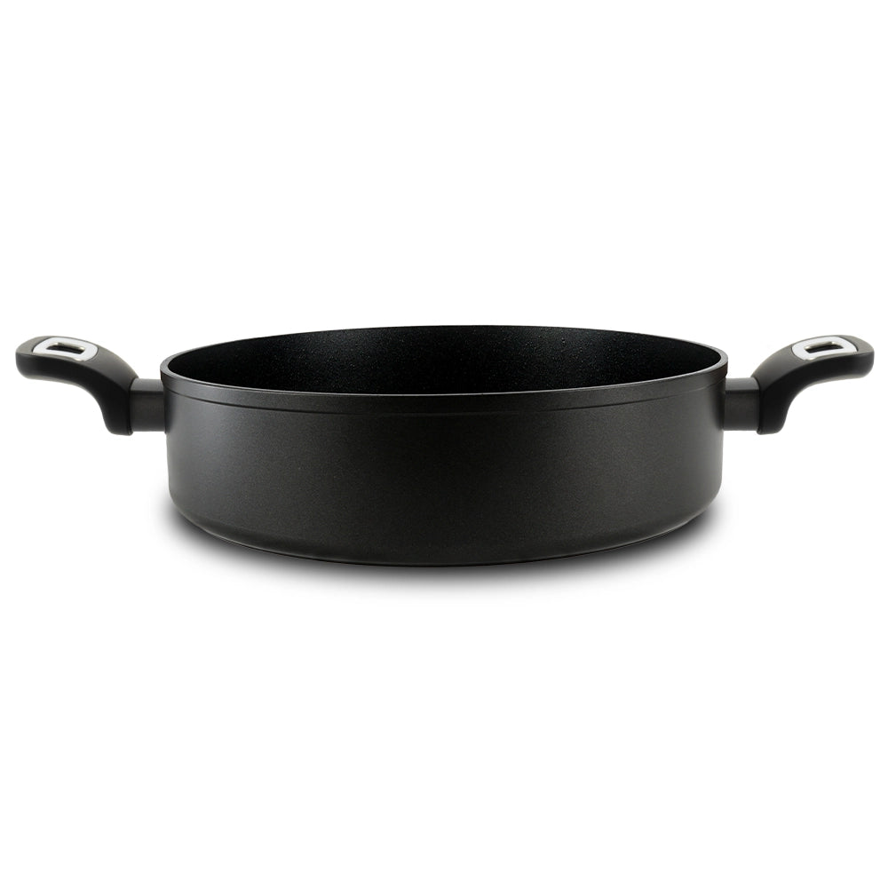 Tegame 2 maniglie con coperchio Elegance Black  28 cm doppio fondo acciaio inox, manico Soft touch