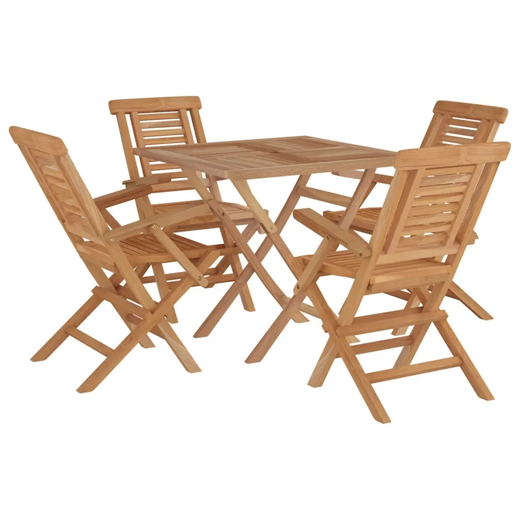 Set da Pranzo per Giardino 5 pz in Legno Massello di Teak 3155035
