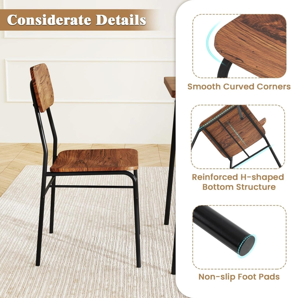 Set da pranzo 3 pezzi, tavolo da cucina con 2 sedie a incasso, ripiano in reticolo, seduta curva, schienale curvo, telaio in metallo, design compatto, industriale