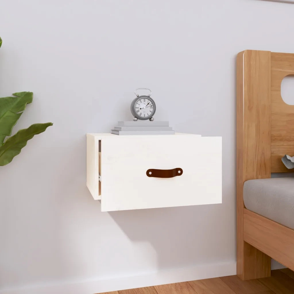 Comodino | Armadio da Notte | Mobiletto da notte a Muro Bianco 40x29,5x22 cm