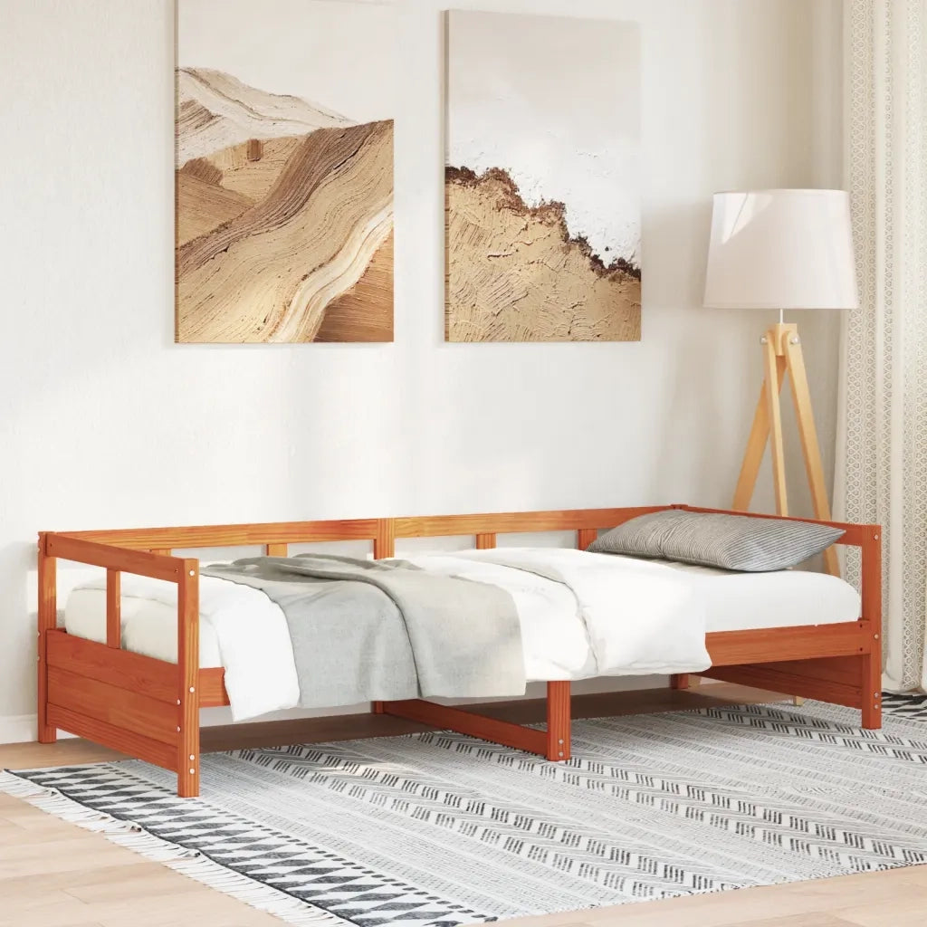 Dormeuse senza Materasso-Divano Letto-Struttura Letto Marrone Cera 90x200 cm Legno di Pino 148472