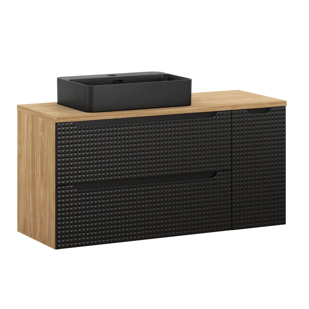 Set mobili bagno 120 cm con piano e lavabo da appoggio Trust Luxor Black 120 x 1401 x 46 cm