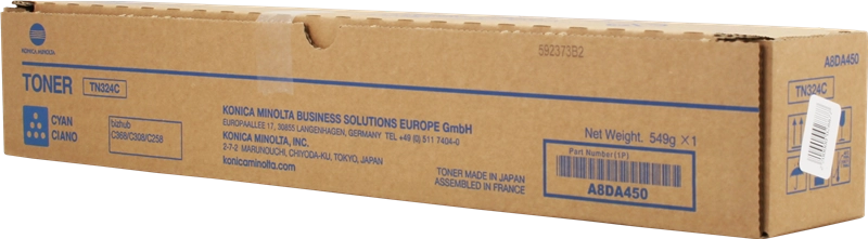 ORIGINAL Konica Minolta toner ciano A8DA450 TN324C ~26000 Seiten
