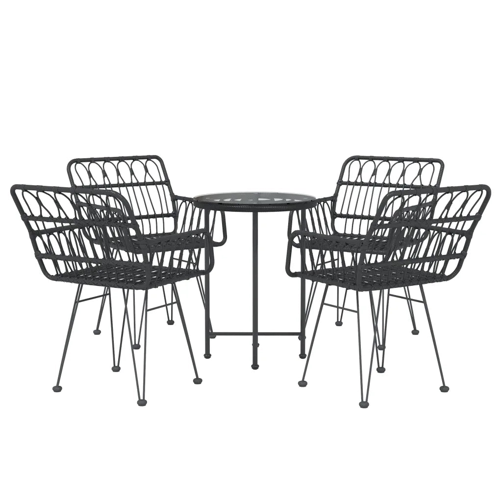 Set da Pranzo da Giardino 5 pz Nero in Polyrattan 3157838