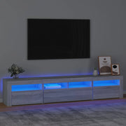 Mobile Porta TV con Luci LED-Mobile per TV-Credenza TV Grigio Sonoma 210x35x40 cm