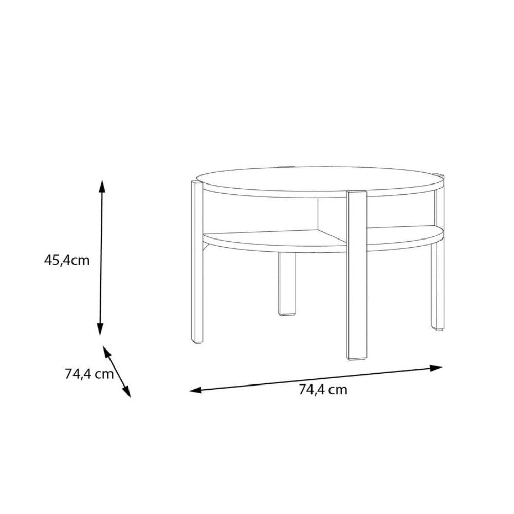 Tavolino da salotto Aura rotondo 74 cm con ripiano inferiore colore rovere medio
